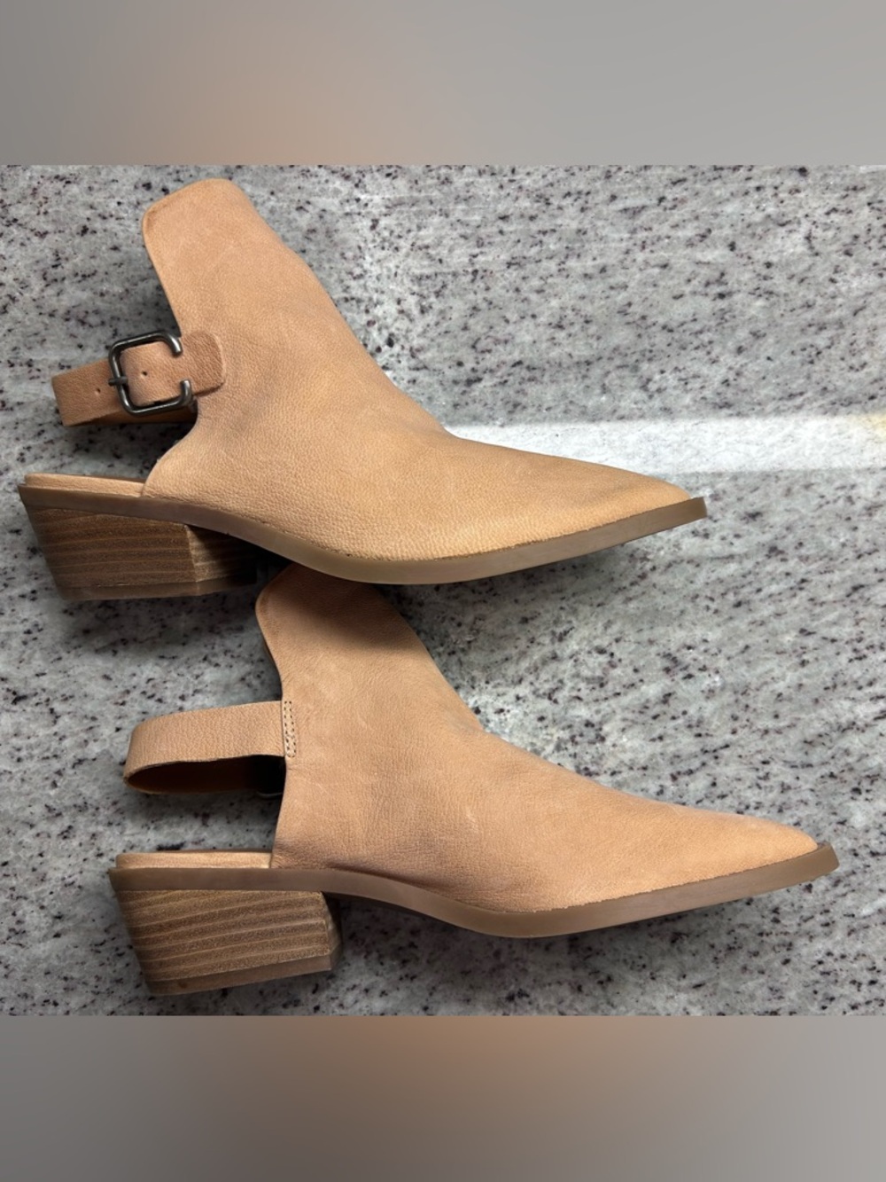 Lucky Brand Women's Tan Cutout Slingback Low Heel Booties size 8